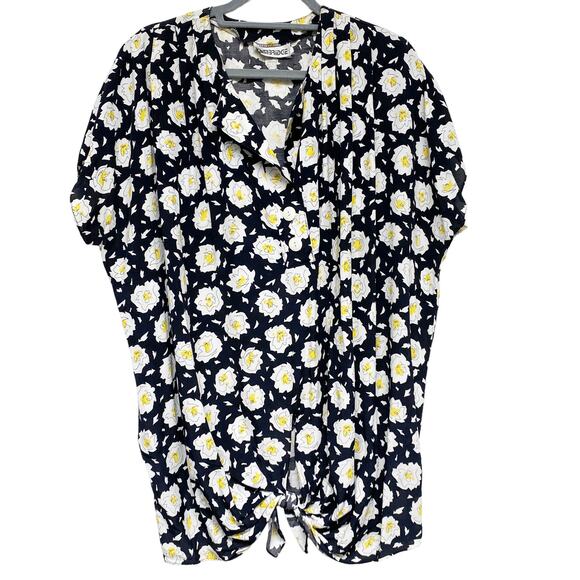 Vintage Cambridge Womens Size M Floral Printed Front Tie Oversized Top - Picture 1 of 8